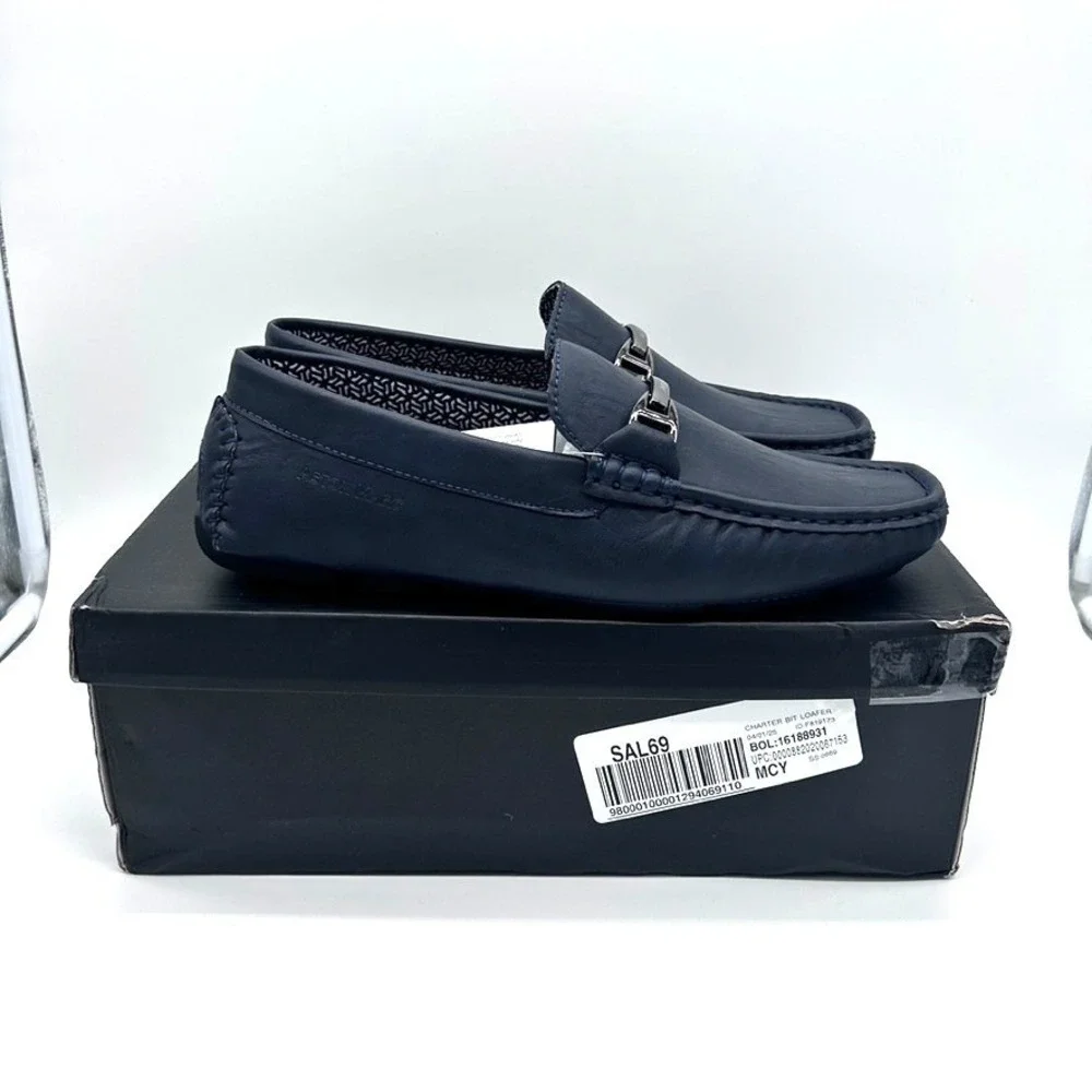 Aston‎ Marc Shoes Men's Size 8M Charter Bit Loafers Navy Open Box